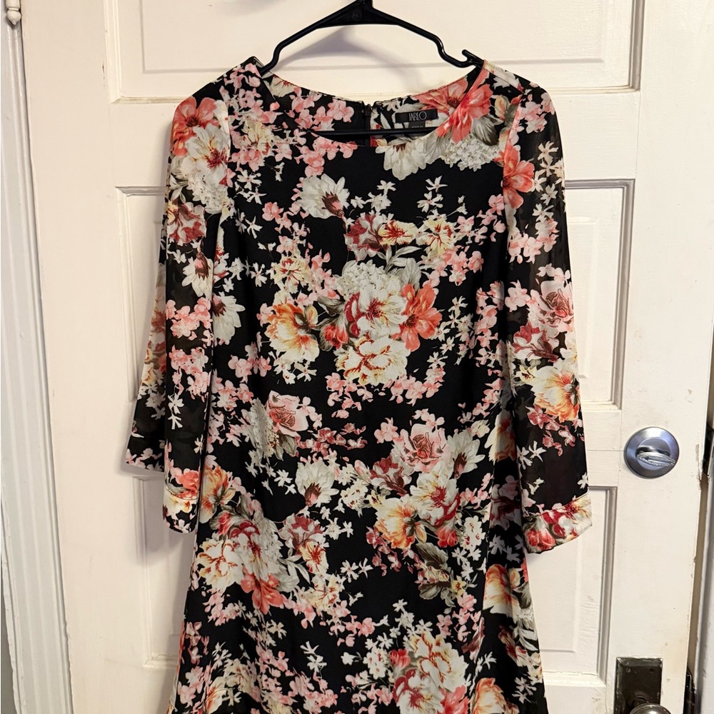 Jarlo Black Floral Mini Dress with bell sleeves